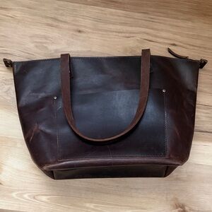 Portland Leather Dark Brown Leather Tote Bag